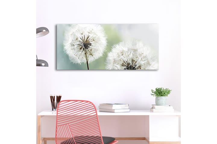 Taulu Fluffy Dandelions (1 Part) Green Wide 100x45 - Artgeist sp. z o. o. - Sisustustuotteet - Taulu & taide - Canvas-taulu