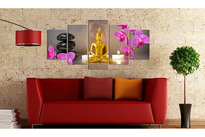 Taulu Golden Buddha And Orchids 100x50 - Artgeist sp. z o. o. - Sisustustuotteet - Taulu & taide - Canvas-taulu