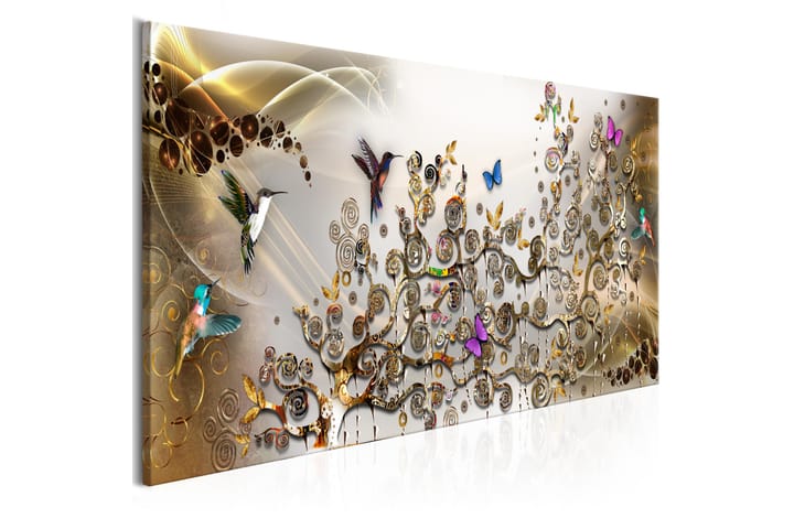 Taulu Hummingbirds Dance (1 Part) Gold Narrow 135x45 - Artgeist sp. z o. o. - Sisustustuotteet - Taulu & taide - Canvas-taulu