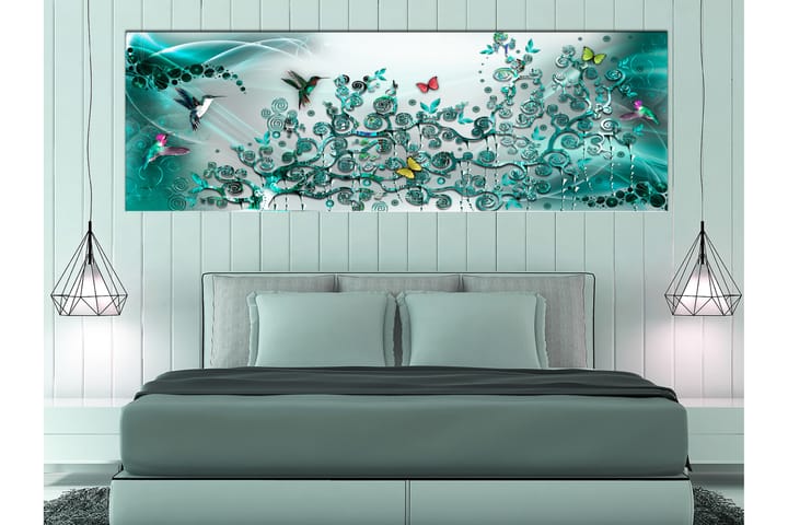 Taulu Hummingbirds Dance (1 Part) Turquoise Narrow 120x40 - Artgeist sp. z o. o. - Sisustustuotteet - Taulu & taide - Canvas-taulu