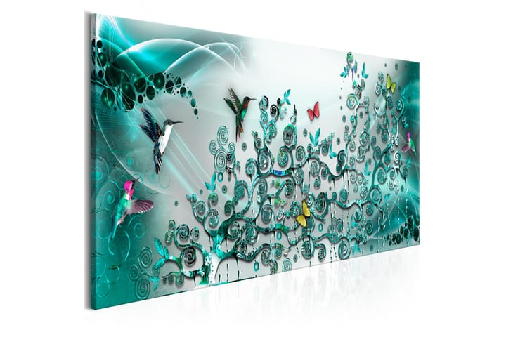 Taulu Hummingbirds Dance (1 Part) Turquoise Narrow 120x40 - Artgeist sp. z o. o. - Sisustustuotteet - Taulu & taide - Canvas-taulu