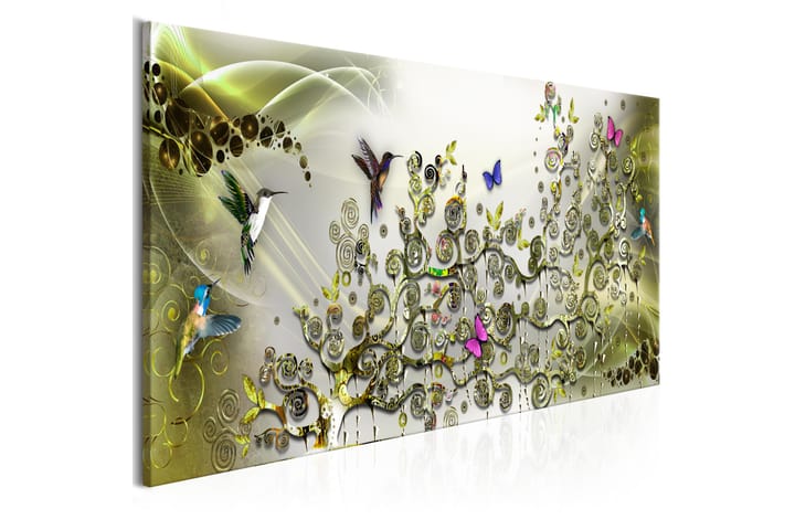 Taulu Hummingbirds Dance (1 Part) Green Narrow 135x45 - Artgeist sp. z o. o. - Canvas-taulu - Seinäkoristeet