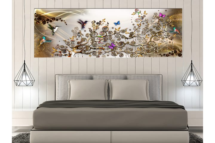 Taulu Hummingbirds Dance (1 Part) Gold Narrow 135x45 - Artgeist sp. z o. o. - Sisustustuotteet - Taulu & taide - Canvas-taulu