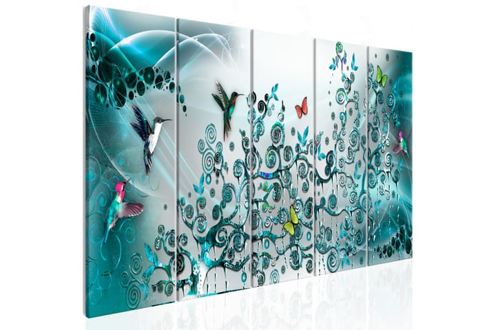 Taulu Hummingbirds Dance 5 Parts Turquoise Narrow 200x80 - Artgeist sp. z o. o. - Sisustustuotteet - Taulu & taide - Canvas-taulu