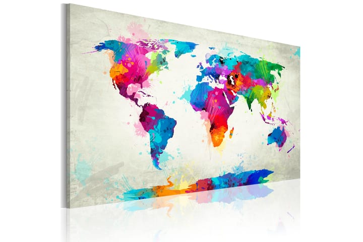 Taulu Map Of The World An Explosion Of Colors 60x40 - Artgeist sp. z o. o. - Canvas-taulu - Seinäkoristeet