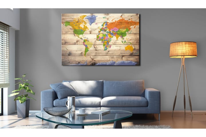 Taulu Map on wood: Colourful Travels 120x80 - Artgeist sp. z o. o. - Sisustustuotteet - Taulu & taide - Canvas-taulu