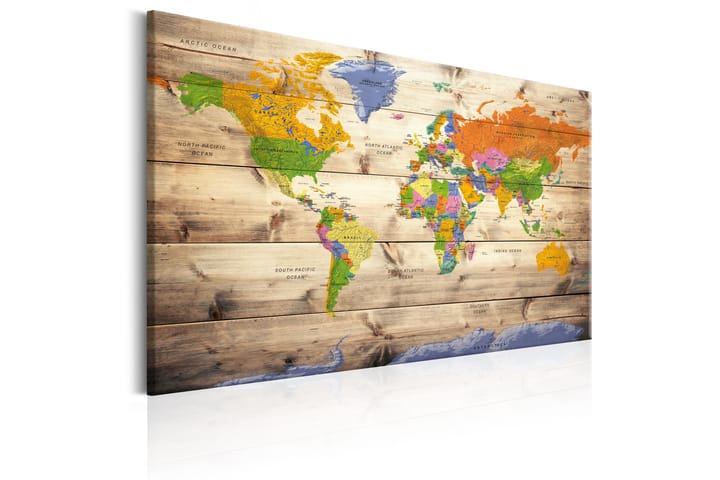 Taulu Map on wood: Colourful Travels 120x80 - Artgeist sp. z o. o. - Sisustustuotteet - Taulu & taide - Canvas-taulu