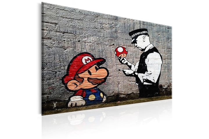 Taulu Mario and Cop by Banksy 60x40 - Artgeist sp. z o. o. - Canvas-taulu - Seinäkoristeet