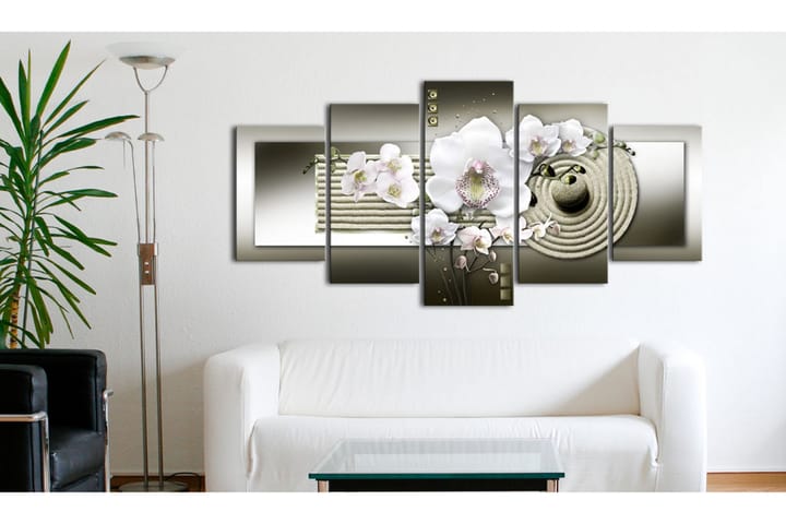 Taulu Orchid And Zen Garden In Grey 100x50 - Artgeist sp. z o. o. - Sisustustuotteet - Taulu & taide - Canvas-taulu