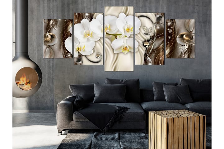 Taulu Orchid Waterfall 5 Parts Wide Brown 225x100 - Artgeist sp. z o. o. - Sisustustuotteet - Taulu & taide - Canvas-taulu