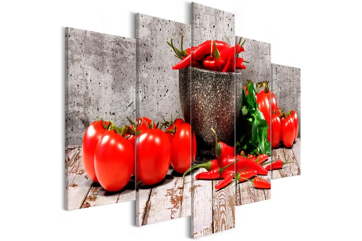 Taulu Red Vegetables 5 Parts Concrete Wide 200x100 - Artgeist sp. z o. o. - Sisustustuotteet - Taulu & taide - Canvas-taulu