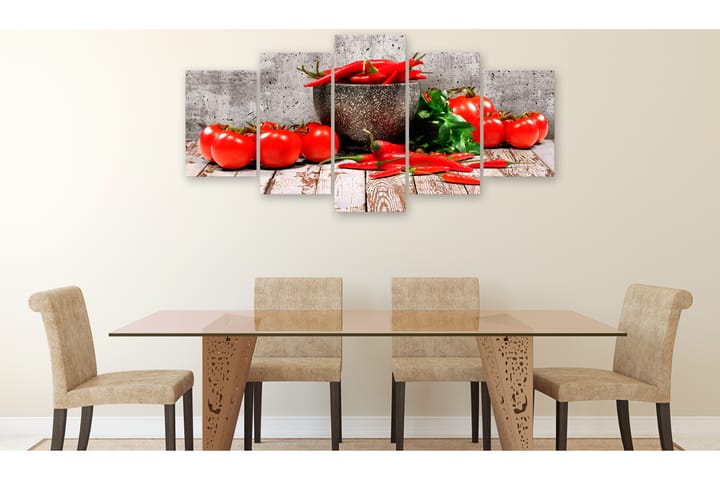 Taulu Red Vegetables 5 Parts Concrete Wide 100x50 - Artgeist sp. z o. o. - Sisustustuotteet - Taulu & taide - Canvas-taulu