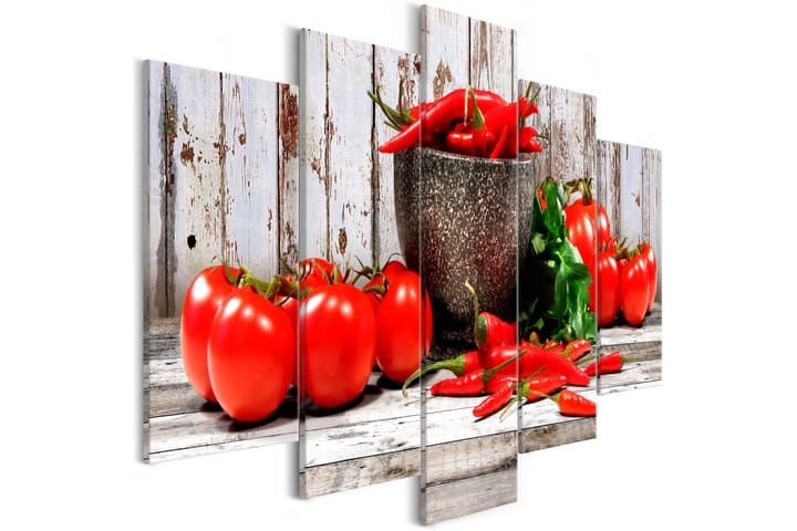 Taulu Red Vegetables 5 Parts Wood Wide 200x100 - Artgeist sp. z o. o. - Sisustustuotteet - Taulu & taide - Canvas-taulu