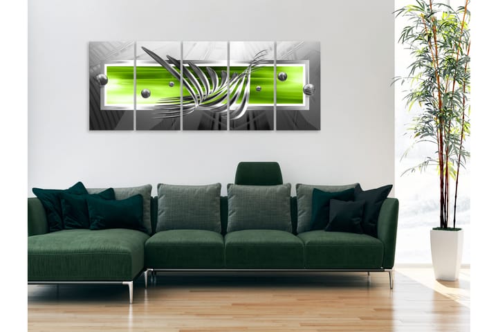 Taulu Silver Wings 5 Parts Narrow Green 200x80 - Artgeist sp. z o. o. - Sisustustuotteet - Taulu & taide - Canvas-taulu