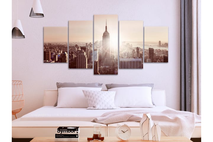 Taulu Sun Over Manhattan 5 Parts Wide Brown 200x100 - Artgeist sp. z o. o. - Sisustustuotteet - Taulu & taide - Canvas-taulu