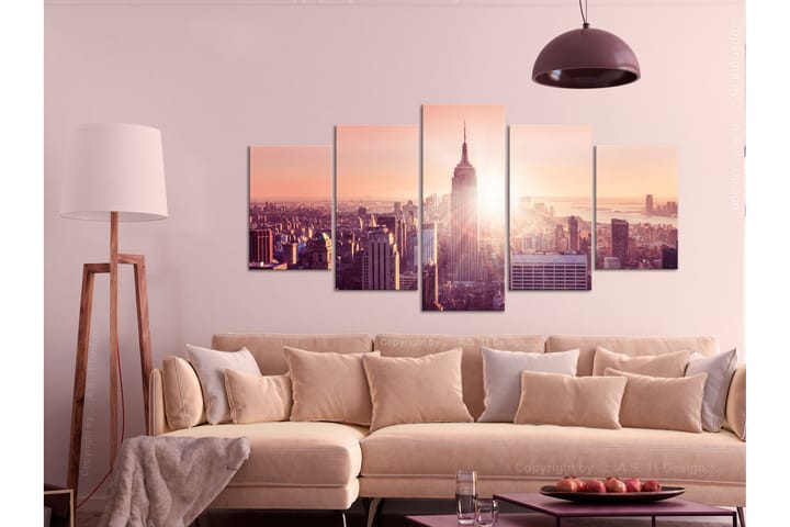 Taulu Sun Over Manhattan 5 Parts Wide Oranssi 100x50 - Artgeist sp. z o. o. - Sisustustuotteet - Taulu & taide - Canvas-taulu