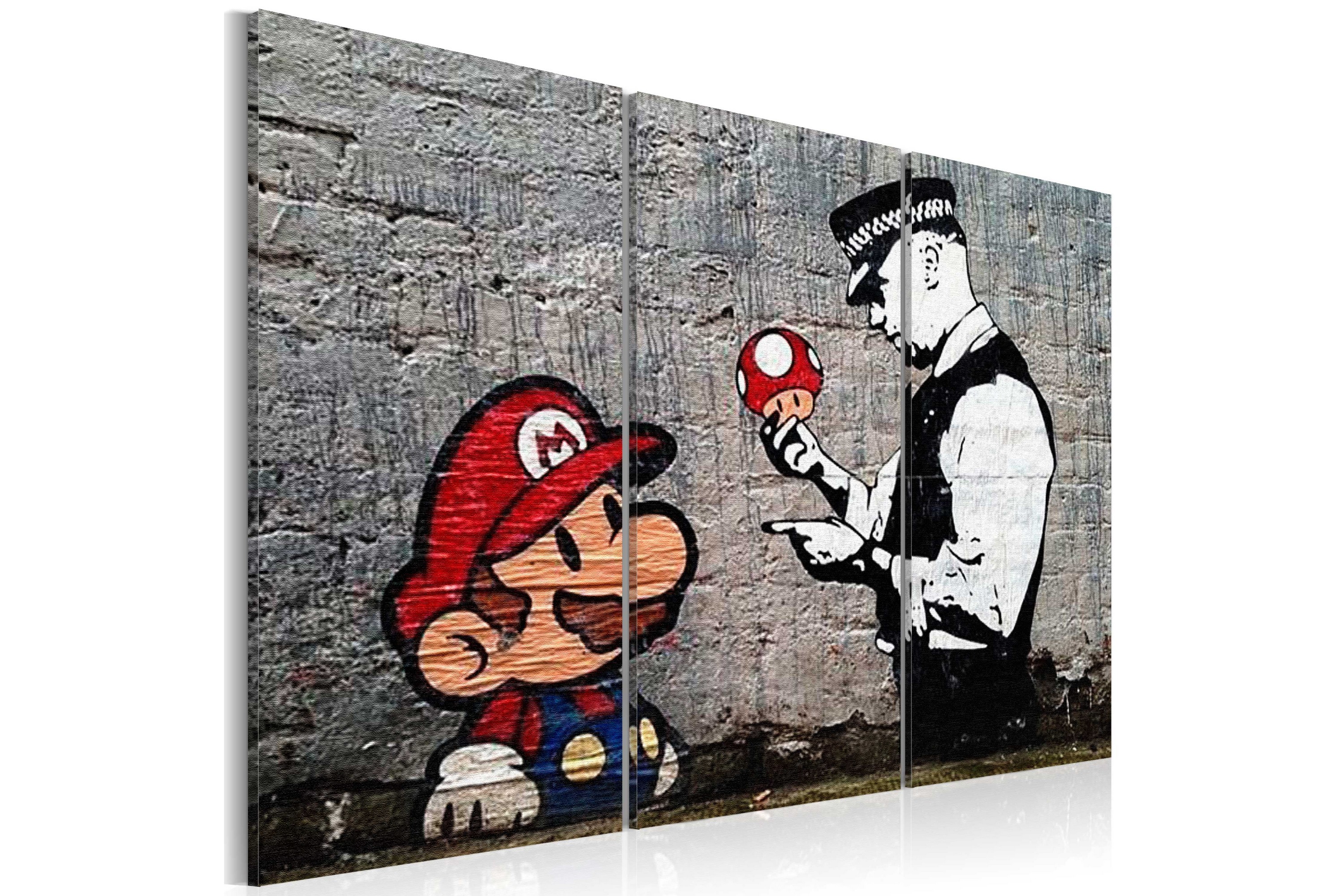 Taulu Super Mario Mushroom Cop By Banksy 90x60 - Artgeist sp. z o. o.