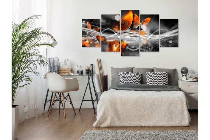 Taulu Swarm Of Butterflies 5 Parts Wide Grey 100x50 - Artgeist sp. z o. o. - Sisustustuotteet - Taulu & taide - Canvas-taulu