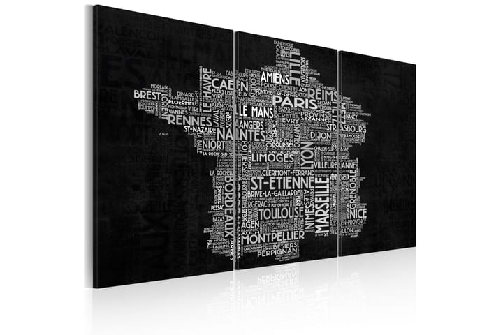 Taulu Text Map Of France Triptych 120x80 - Artgeist sp. z o. o. - Sisustustuotteet - Taulu & taide - Canvas-taulu