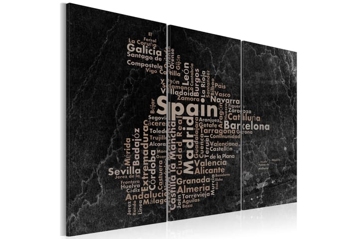 Taulu Text Map Of Spain On The Blackboard Triptych 120x80 - Artgeist sp. z o. o. - Sisustustuotteet - Taulu & taide - Canvas-taulu