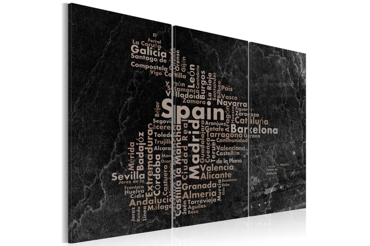 Taulu Text map of Spain on the blackboard triptych 90x60 - Artgeist sp. z o. o. - Sisustustuotteet - Taulu & taide - Canvas-taulu