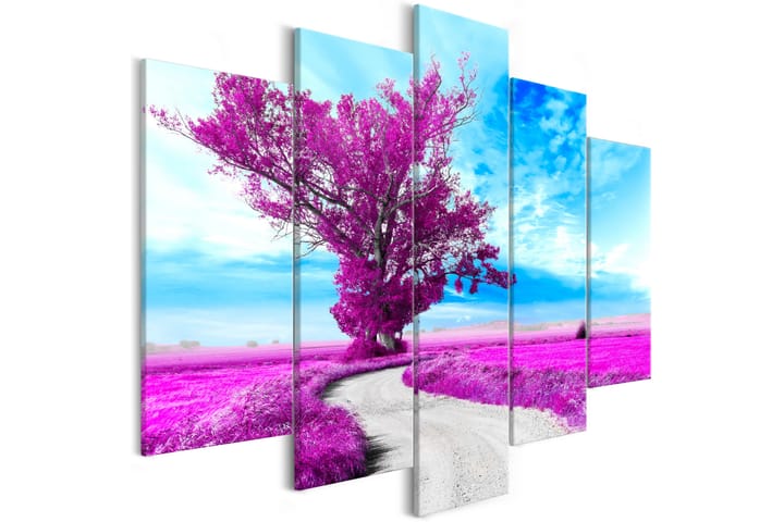 Taulu Tree Near The Road 5 Parts Violet 200x100 - Artgeist sp. z o. o. - Sisustustuotteet - Taulu & taide - Canvas-taulu