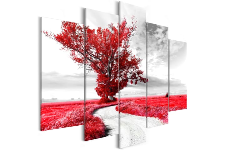 Taulu Tree Near The Road 5 Parts Red 200x100 - Artgeist sp. z o. o. - Sisustustuotteet - Taulu & taide - Canvas-taulu