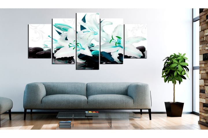 Taulu Turquoise Lilies And Stones 200x100 - Artgeist sp. z o. o. - Sisustustuotteet - Taulu & taide - Canvas-taulu