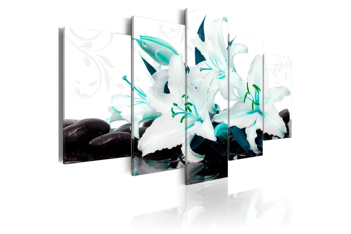 Taulu Turquoise Lilies And Stones 200x100 - Artgeist sp. z o. o. - Sisustustuotteet - Taulu & taide - Canvas-taulu