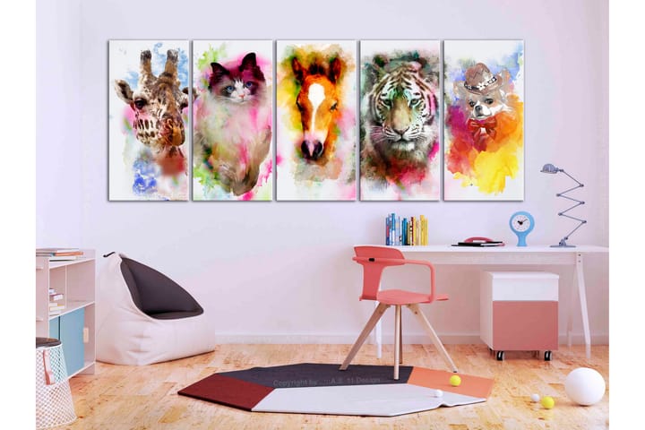 Taulu Watercolour Animals 5 Parts Narrow 225x90 - Artgeist sp. z o. o. - Sisustustuotteet - Taulu & taide - Canvas-taulu