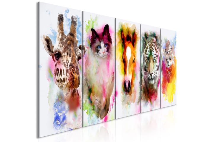 Taulu Watercolour Animals 5 Parts Narrow 225x90 - Artgeist sp. z o. o. - Sisustustuotteet - Taulu & taide - Canvas-taulu