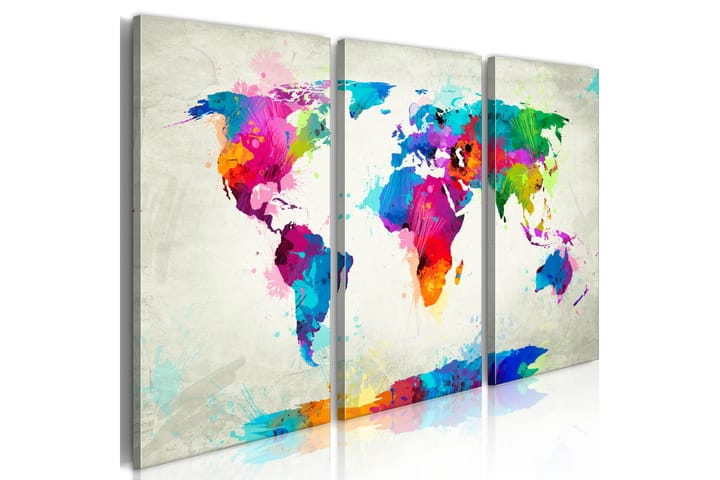 Taulu World Map: An Explosion of Colors 90x60 - Artgeist sp. z o. o. - Canvas-taulu - Seinäkoristeet