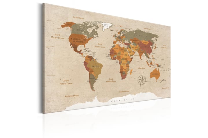 Taulu World Map: Beige Chic 60x40 - Artgeist sp. z o. o. - Sisustustuotteet - Taulu & taide - Canvas-taulu