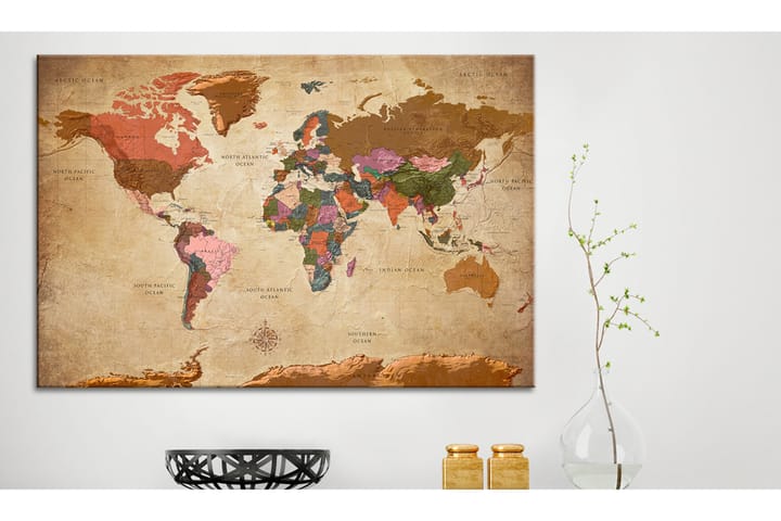 Taulu World Map: Brown Elegance 120x80 - Artgeist sp. z o. o. - Sisustustuotteet - Taulu & taide - Canvas-taulu