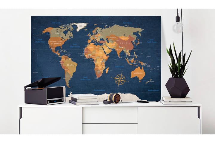 Taulu World Map: Ink Oceans 90x60 - Artgeist sp. z o. o. - Sisustustuotteet - Taulu & taide - Canvas-taulu