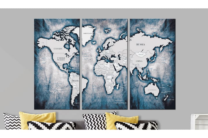 Taulu World Map: Ink Triptych 120x80 - Artgeist sp. z o. o. - Sisustustuotteet - Taulu & taide - Canvas-taulu