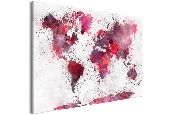 Taulu World Map: Red Watercolors (1 Part) Wide 90x60 - Artgeist sp. z o. o. - Sisustustuotteet - Taulu & taide - Canvas-taulu