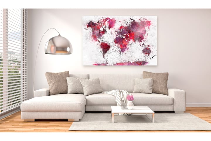 Taulu World Map: Red Watercolors (1 Part) Wide 90x60 - Artgeist sp. z o. o. - Sisustustuotteet - Taulu & taide - Canvas-taulu