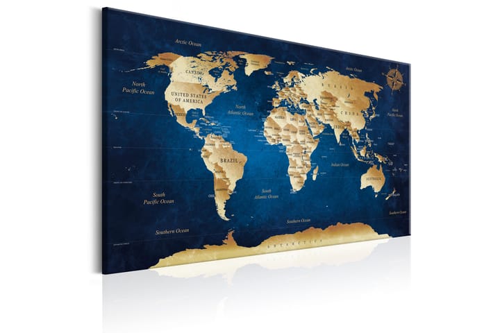 Taulu World Map: The Dark Blue Depths 90x60 - Artgeist sp. z o. o. - Sisustustuotteet - Taulu & taide - Canvas-taulu