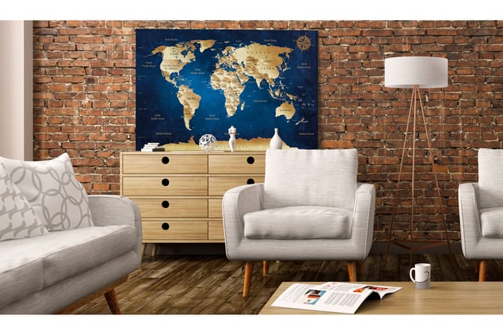 Taulu World Map: The Dark Blue Depths 90x60 - Artgeist sp. z o. o. - Sisustustuotteet - Taulu & taide - Canvas-taulu