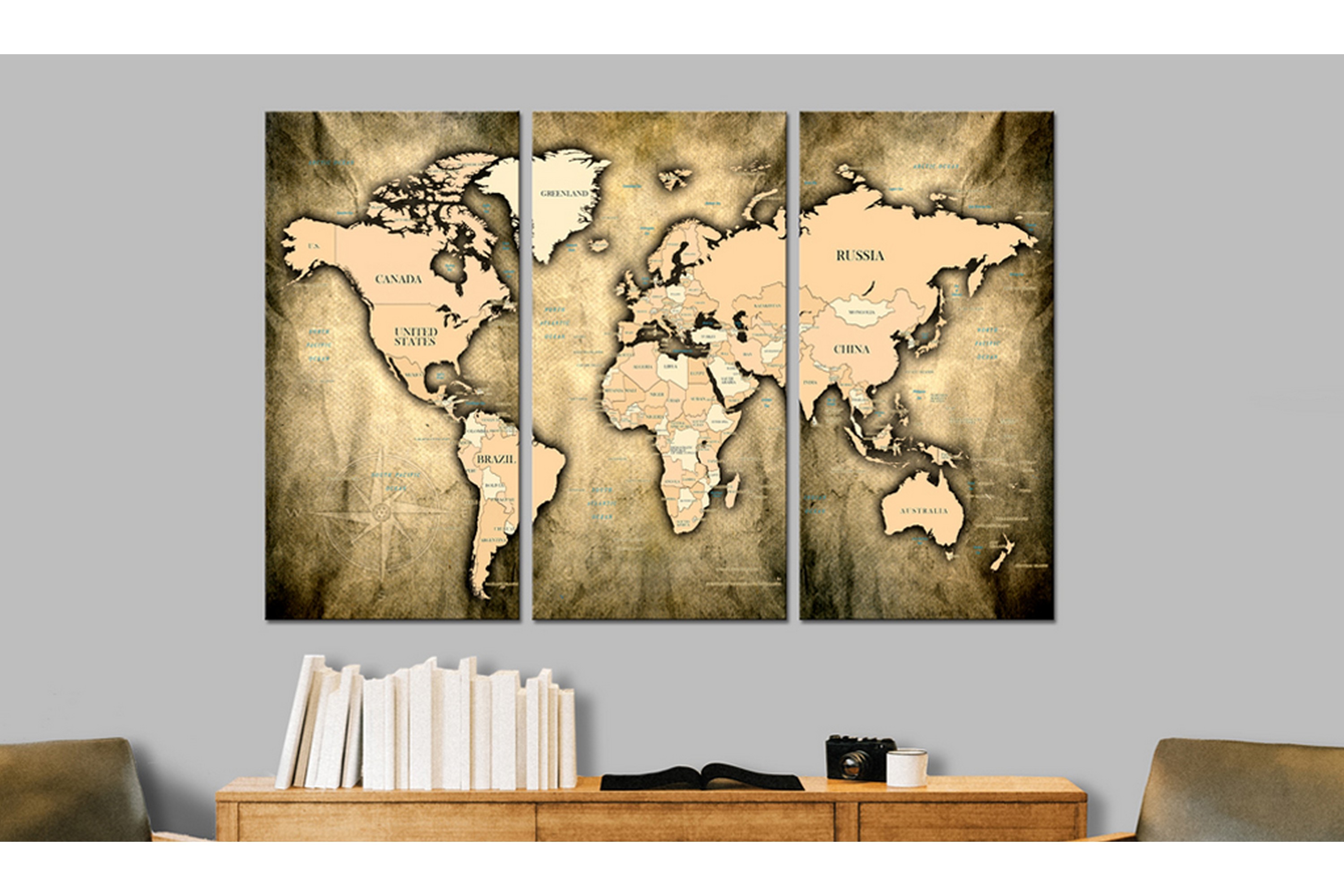 Taulu World Map: The Sands of Time 120x80 - Artgeist sp. z o. o.