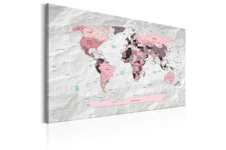 Taulu World Map: Pink Continents 90x60 - Artgeist sp. z o. o. - Sisustustuotteet - Taulu & taide - Canvas-taulu