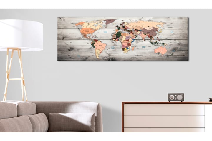 Taulu World Maps: Wooden Travels 120x40 - Artgeist sp. z o. o. - Sisustustuotteet - Taulu & taide - Canvas-taulu