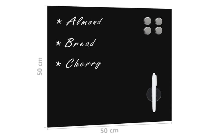 Seinäkiinnitteinen magneettinen tussitaulu lasi 50x50 cm - Musta - Sisustustuotteet - Taulu & taide - Kirjoitustaulu & piirustustaulu - Valkotaulu & lasitaulu