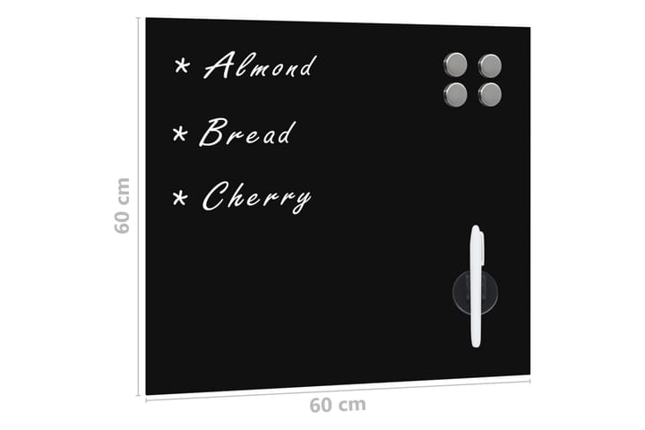 Seinäkiinnitteinen magneettinen tussitaulu lasi 60x60 cm - Musta - Sisustustuotteet - Taulu & taide - Kirjoitustaulu & piirustustaulu - Valkotaulu & lasitaulu
