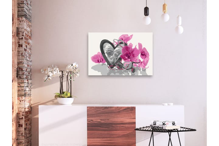 Tee-se-itse Maalaus Angels Heart & Pink Orchid 60x40 cm - Artgeist sp. z o. o. - Sisustustuotteet - Taulu & taide - Maalaa itse - Tee se itse -taulu