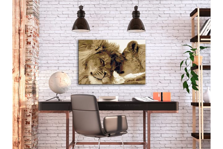 Tee-se-itse Maalaus Lions In Love 60x40 cm - Artgeist sp. z o. o. - Sisustustuotteet - Taulu & taide - Maalaa itse - Tee se itse -taulu