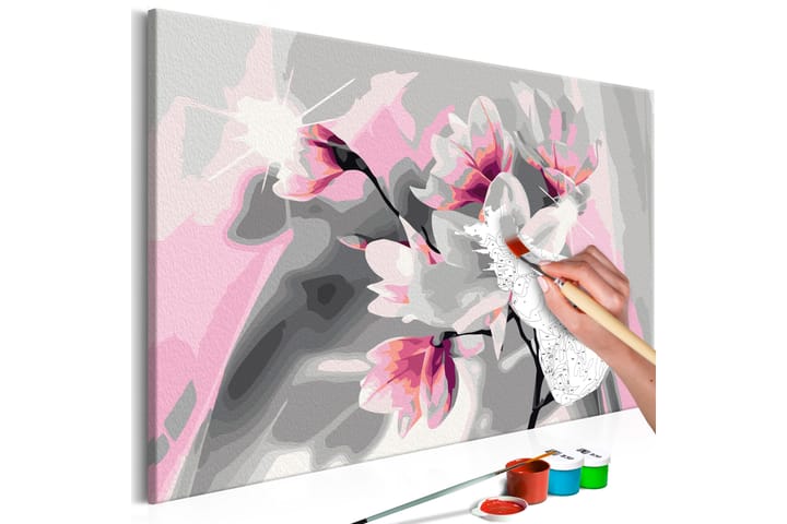 Tee-se-itse Maalaus Magnolia Grey Background 60x40 cm - Artgeist sp. z o. o. - Sisustustuotteet - Taulu & taide - Maalaa itse - Tee se itse -taulu