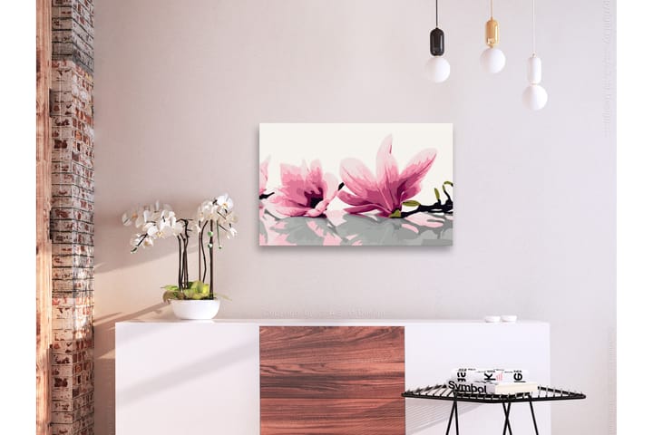 Tee-se-itse Maalaus Magnolia White Background 60x40 cm - Artgeist sp. z o. o. - Sisustustuotteet - Taulu & taide - Maalaa itse - Tee se itse -taulu