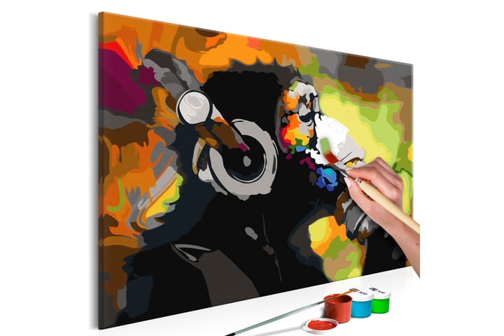 Tee-se-itse Maalaus Monkey In Headphones 60x40 cm - Artgeist sp. z o. o. - Sisustustuotteet - Taulu & taide - Maalaa itse - Tee se itse -taulu